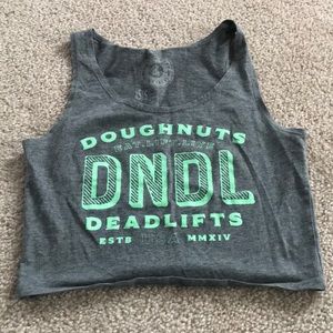 Doughnuts & Deadlifts mint crop tank